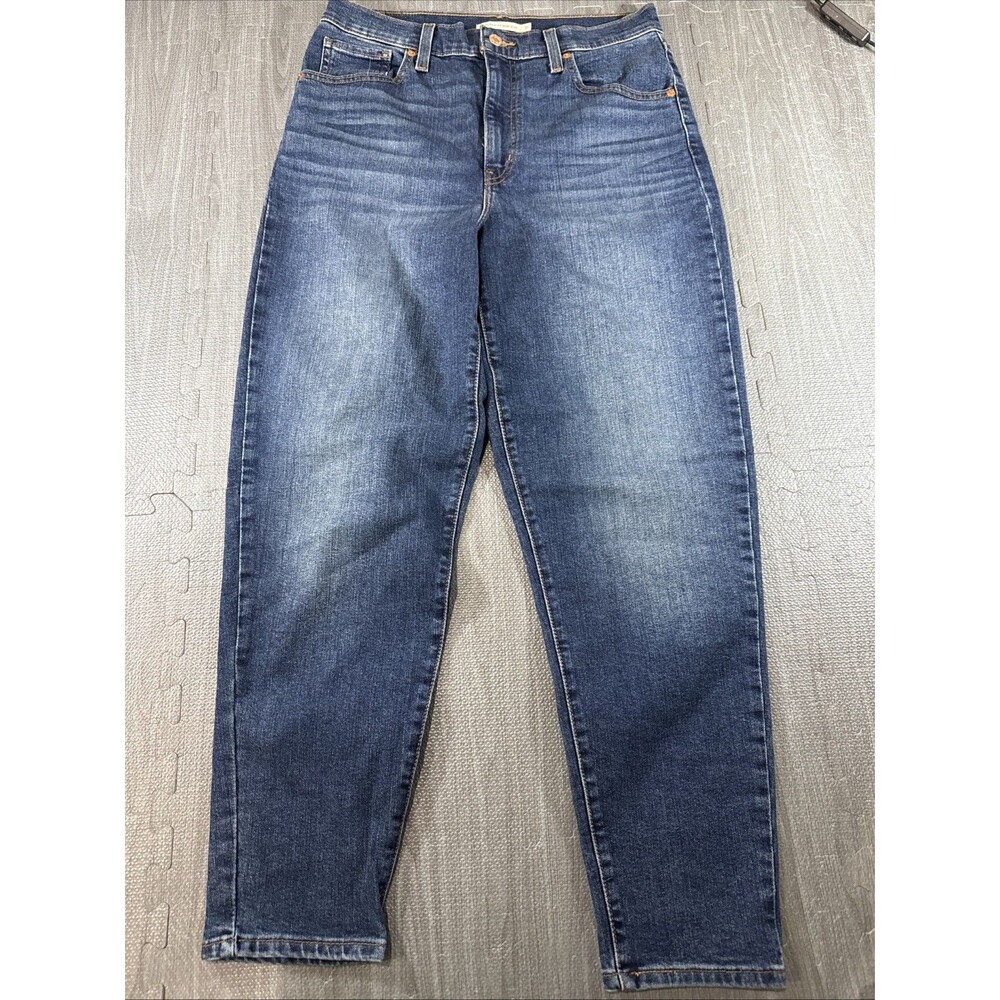 Levis High Waisted Mom Jeans Womens 31 Blue Tapered Leg Stretch Denim NWOT